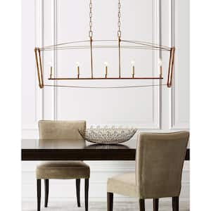 Thayer 5-Light Antique Gild Transitional Linear Hanging Island Chandelier
