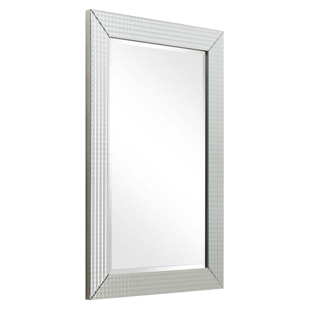 24" x 36" Beveled Rectangular Wall Mirror with Textured Glass Frame