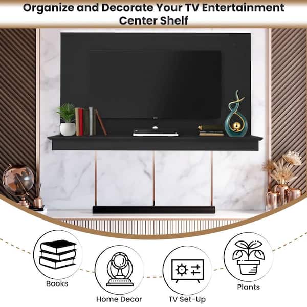 MAYKOOSH Black Wall Mounted Floating Entertainment Center