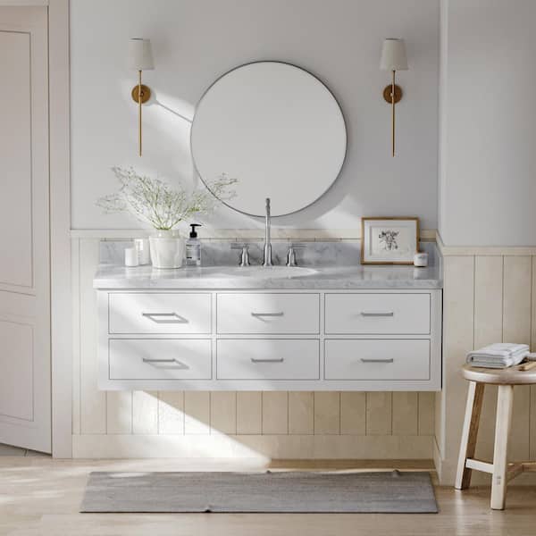 ARIEL Hutton 61 in. W x 22 in. D x 19.6 in. H Bath Vanity in White with ...