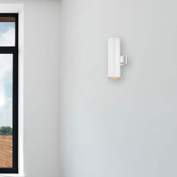 Large 2-Light White Aluminum Integrated LED Indoor/Outdoor Wall Mount Cylinder Light/Wall Sconce