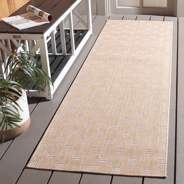 Terrace Beige/Ivory 2 ft. x 8 ft. Spotted Solid Indoor/Outdoor Runner Rug