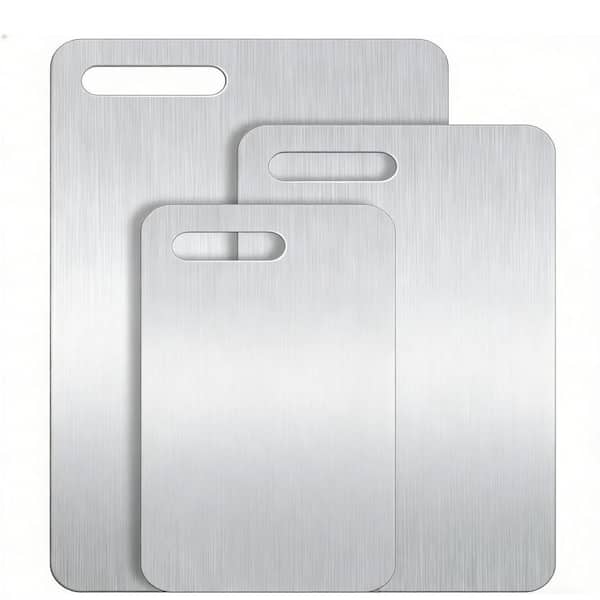 3-Piece 100% Pure Titanium Kitchen Cutting Board Set, Double-Sided, Ideal for Slicing and Dicing Meats, Dishwasher Safe