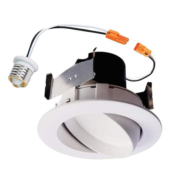 HALO RA 4 in. White Integrated LED Recessed Ceiling Light Fixture Adjustable Gimbal Retrofit Trim, 90 CRI, 3000K Soft White