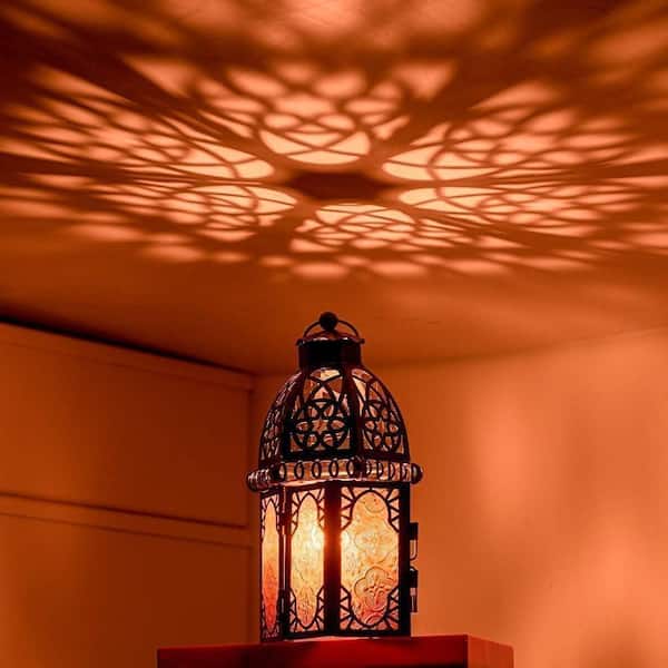 MOEPISY (Set of 2) 11 in. H Amber Metal and Glass Moroccan