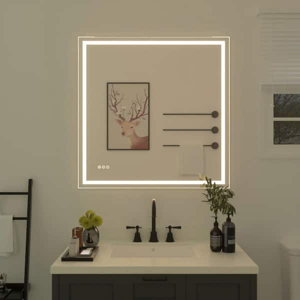 niveal Bochum 36 in. W x 36 in. H Rectangular Frameless LED Wall Bathroom Vanity Mirror