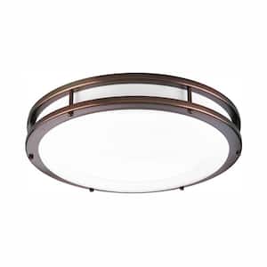 17.75 in. CTC COMM Collection 31 -Watt Urban Bronze Integrated LED Flush Mount