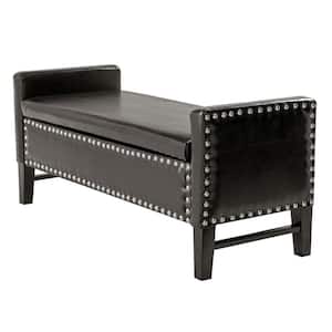 Amelia Espresso 50 in. PU Leather Bedroom Bench Backless Upholstered