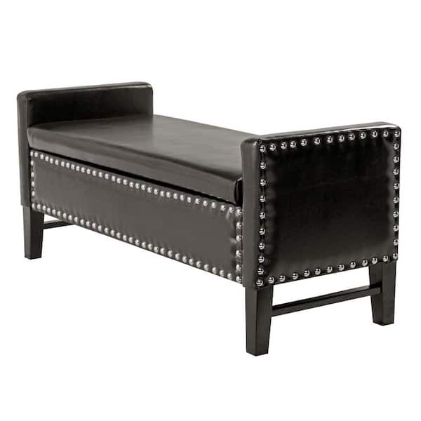 HomeRoots Amelia Espresso 50 in. PU Leather Bedroom Bench Backless Upholstered