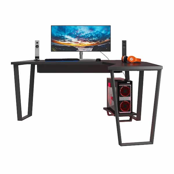 Vineego 47 inch Gaming Desk Computer Desk with Monitor Stand and Cup  Holder, Black