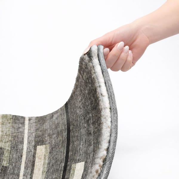 Dream Shag Premium Machine Washable Abstract ADS766 Black 3 ft. x 4 ft. Area Rug
