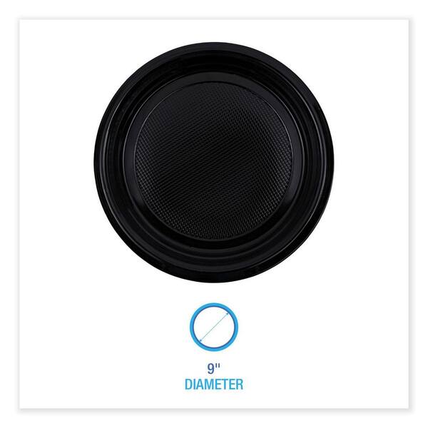 thumbnail image 2 of VeZee 9 Inch Disposable Black Plastic Plates – Microwave Safe, Solid Black, Bulk Available (BS4139) 2 of 6