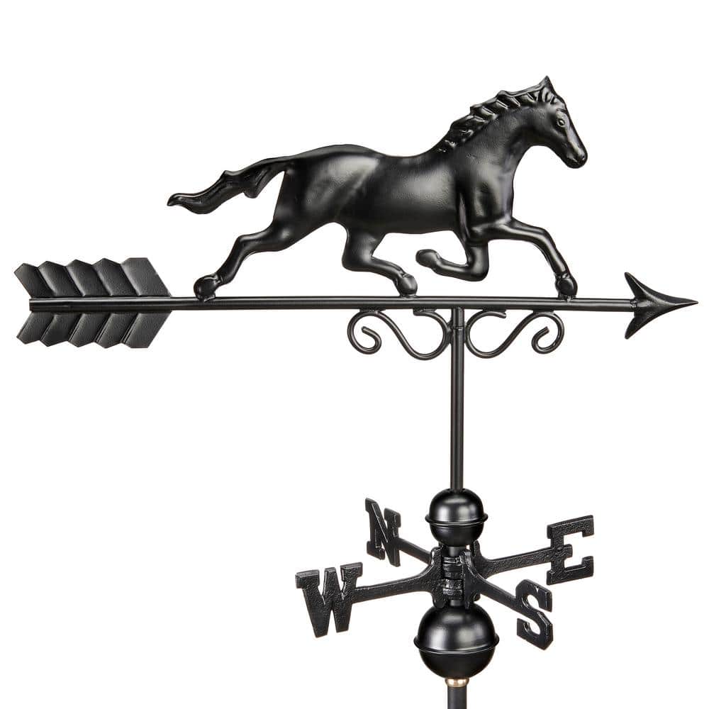 Black Aluminum Galloping Horse Rooftop Weathervane