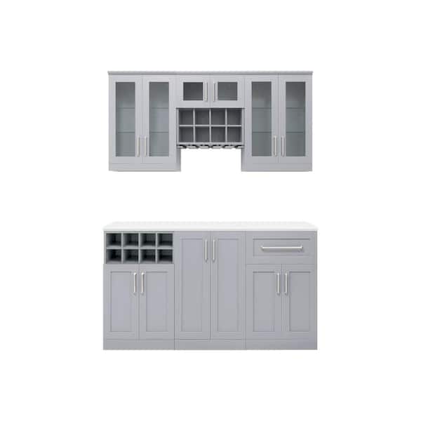 NewAge Products Home Bar 21 in. Gray Cabinet Set (7-Piece)