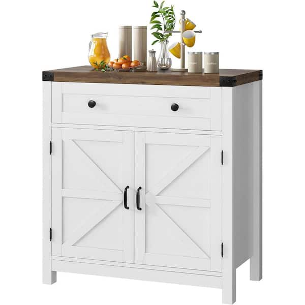 Clavie 15 in. W x 30 in. D x 33 in. H White Linen Cabinet with 1-Drawer and 2-Doors