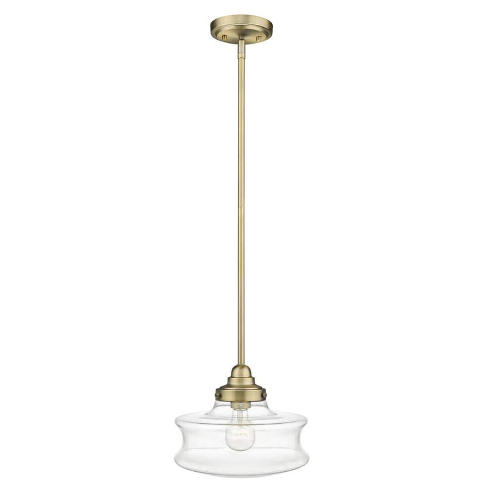 Keal Antique Brass Schoolhouse Convertible Semi-Flush Light