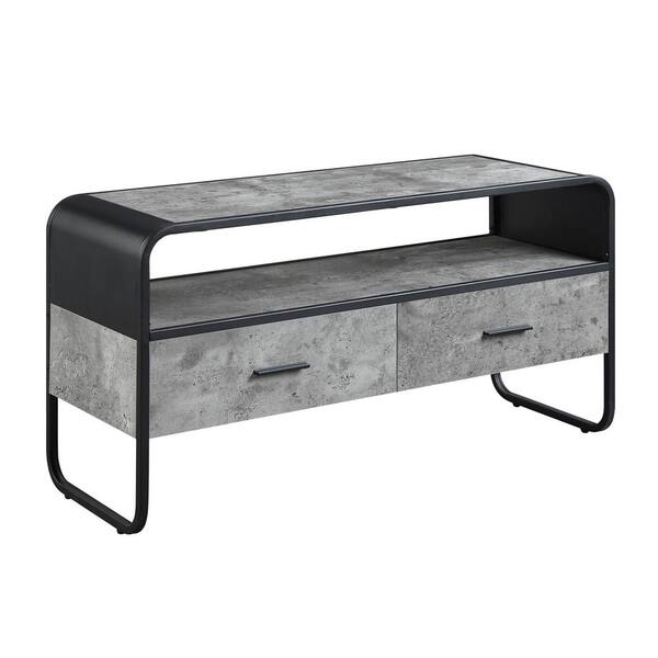 STICKON 39 in. W Gray TV Stand with 2-Drawers Fits TV's up to 42 in. with Shelves
