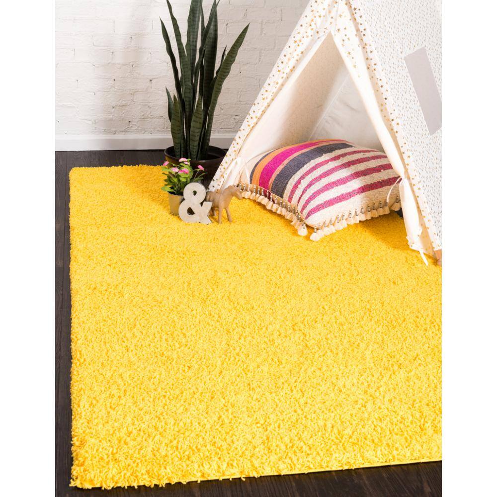 Yellow Rectangular Shag Rug for Kids, 4' x 6'