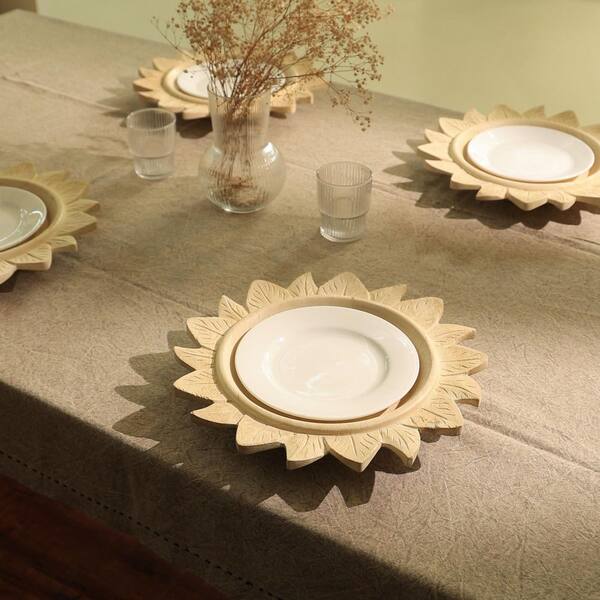 Unbranded Top-Notch Beige Round Wood 13 Charger Plate, Dinning Placemat  Artisan Tableware, Eco-Friendly Platte (1 Piece) MS-B346P321278