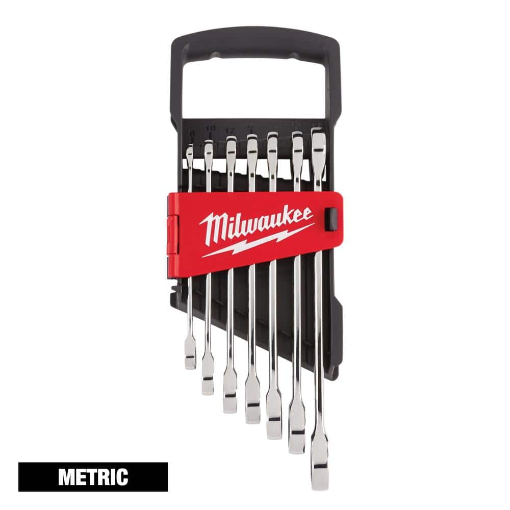 Milwaukee Metric Combination Ratcheting Wrench Mechanics Tool Set (7-Piece)  48-22-9506 The Home Depot