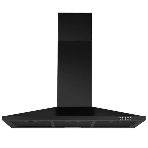 36 in. 450 CFM Wall Mount Ducted Insert Range Hood in Black
