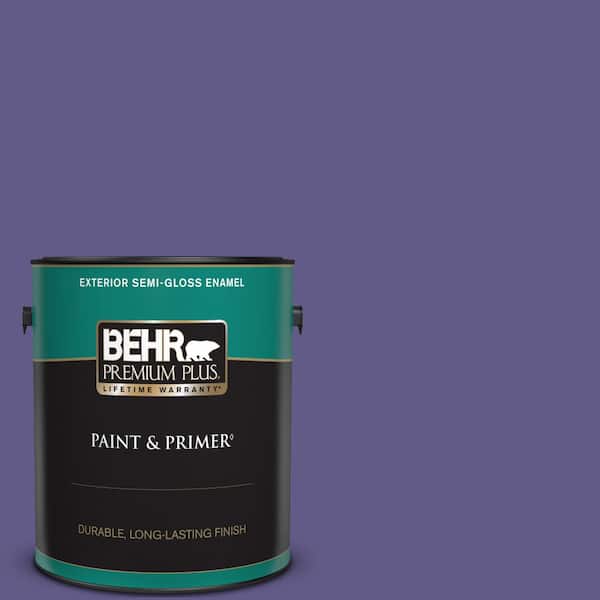 BEHR PREMIUM PLUS 1 gal. #S-G-640 Purple Balloon Semi-Gloss Enamel Exterior Paint & Primer