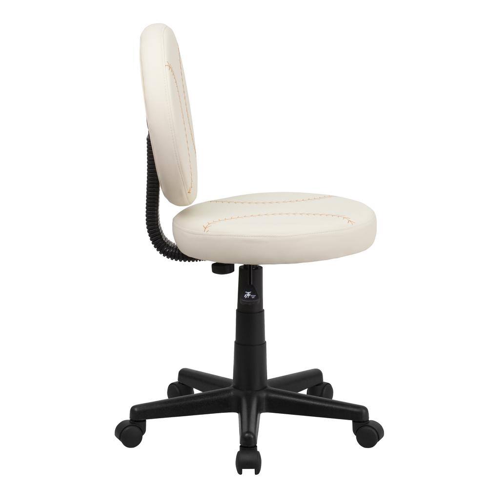 Youth Off-White Baseball-Inspired Vinyl and Metal Swivel Task Chair