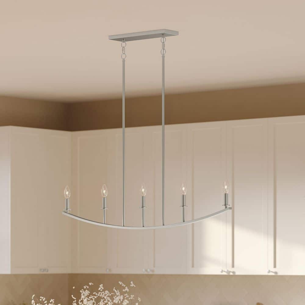 Jheni 5-Light Brushed Nickel Linear Empire Rectangle Chandelier Indoor price history on PriceWatchPro