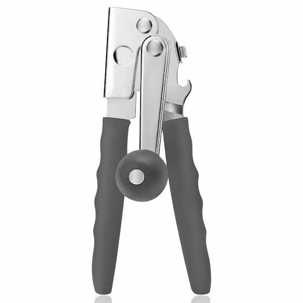 Steel Manual Can Opener Hand Crank Heavy Duty Extra-Long Handle Magnetic Lid Lifter Gear Driven Large Cans