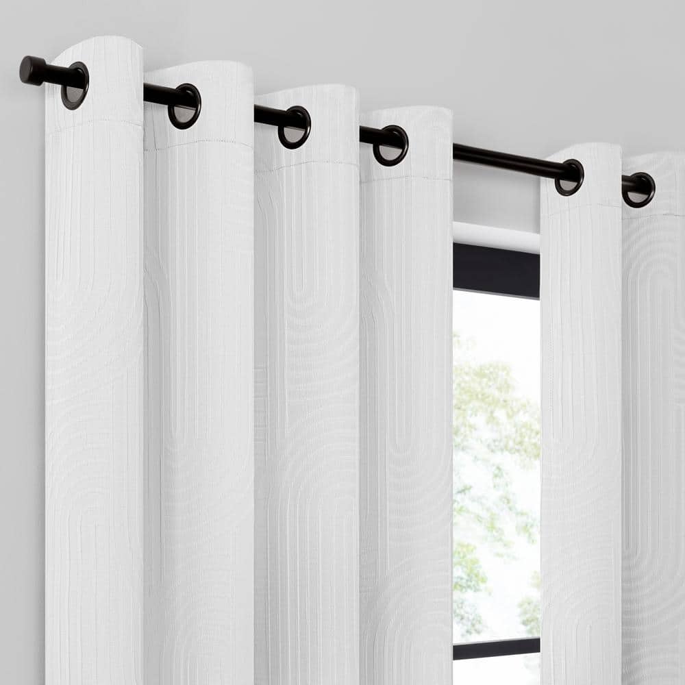 White Light-Filtering Polyester Grommet Curtain Panel 84x50