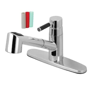 Kaiser Single-Handle Deck Mount Gooseneck Pull Out Sprayer Kitchen Faucet with Deck Plate Included in Polished Chrome