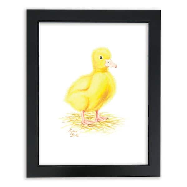 Unbranded Barnyard Littles "Duckling" by Alyssa Lewis Individual Black Framed Animal Art Print 24 in. x 18 in.