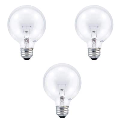 40-Watt G25 Globe Double Life Incandescent Clear Light Bulb in 2700K Soft White Color Temperature (3-Pack)