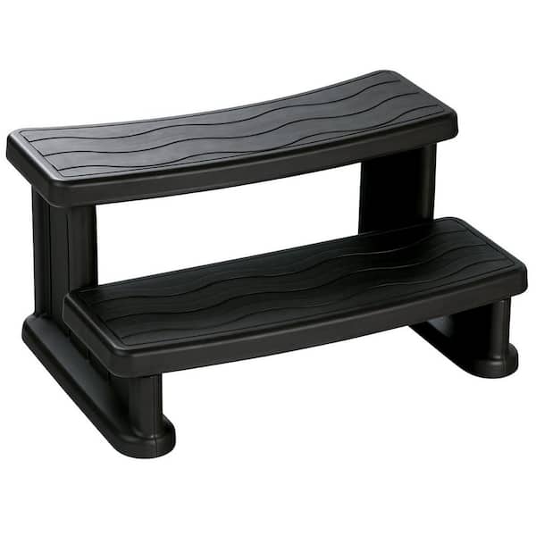 Lifesmart 31 in. x 16 in. Square or Round Hot Tub Steps in Black