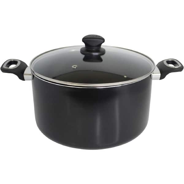 Adrinfly 10 qt. Round Aluminum Dutch Oven in Black with Glass Lid and Bakelite Handles