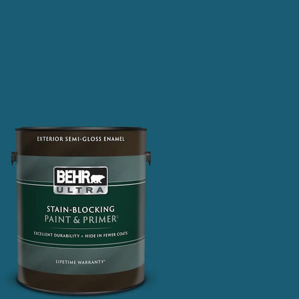 BEHR ULTRA 1 gal. #540D-7 Deep Blue Sea Semi-Gloss Enamel Exterior Paint & Primer