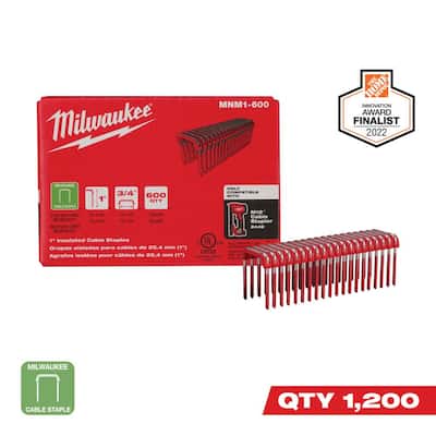 1 in. Insulated Cable Staples for M12 Cable Stapler 600 per Box (2-Pack)