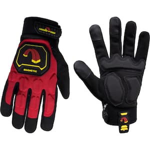 Pro Impact Work Glove with Integrated Magnetic Storage, Red, X-Large