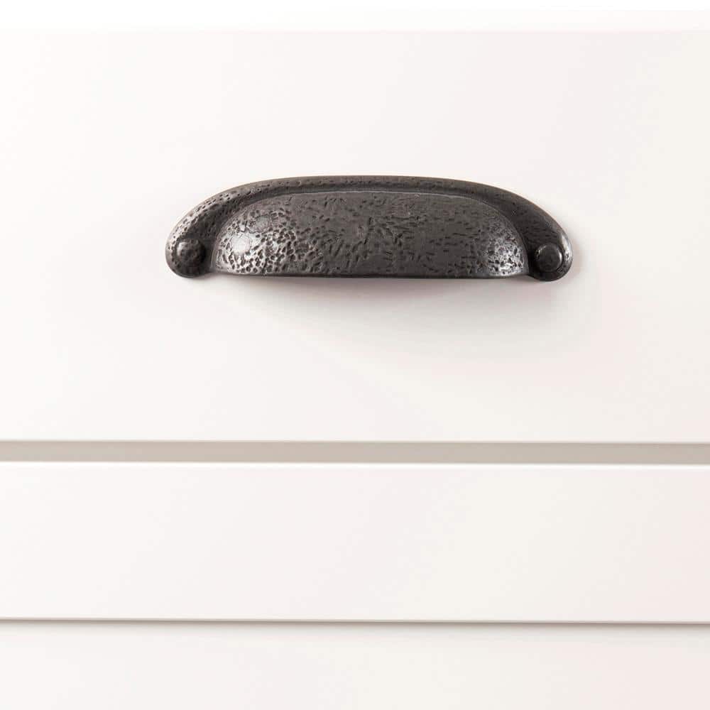 Rustic Black Iron Cup Cabinet Pull with Mounting Hardware