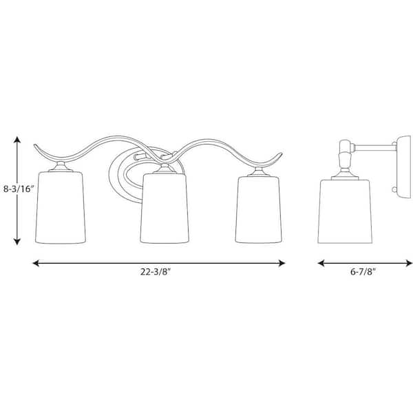 Inspire Collection 3-Light Antique Bronze Etched Glass Traditional Bath Vanity Light