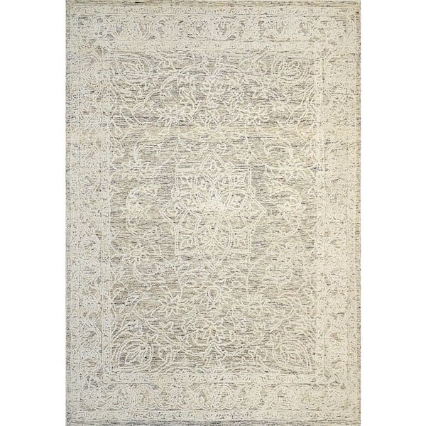 Darcy Ivory/Taupe 8 ft. x 10 ft. Oriental Area Rug