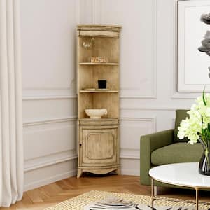 Dowling Beige 73 in. H x 24 in. W Accent Corner Storage Cabinet with 1 Door and 3 Shelves