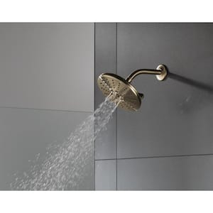 3-Spray Patterns 1.75 GPM 7.69 in. Wall Mount Fixed Shower Head with H2Okinetic in Lumicoat Champagne Bronze