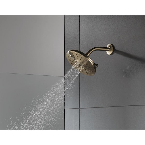 H2Okinetic Gold 3-Spray Patterns 1.75 GPM 7.69 in. Wall Mount Fixed Shower Head in Lumicoat Champagne Bronze