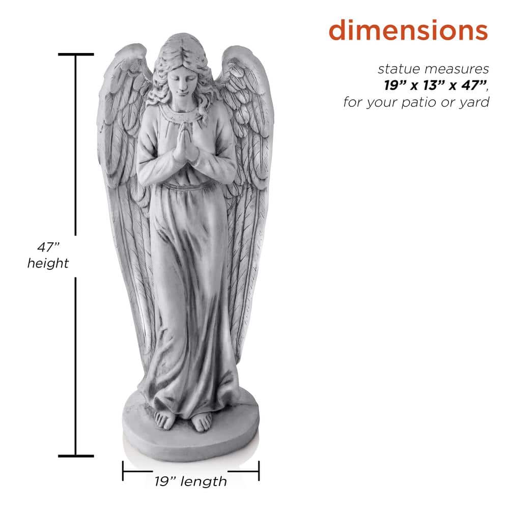 47" Tall Light Gray Praying Angel Polyresin Statue