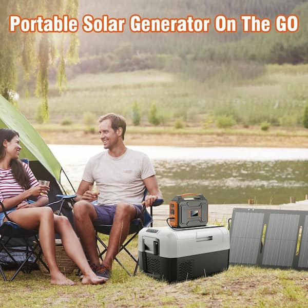 Lukyamzn 300-Watt Portable Solar Generator w/ Foldable 60-Watt