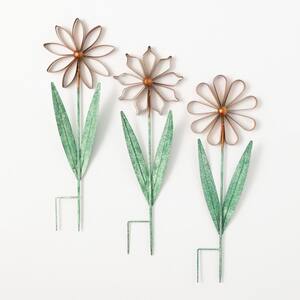 24.25 in. Color-Bursting Flower Stakes - Set of 3; Multi-Color