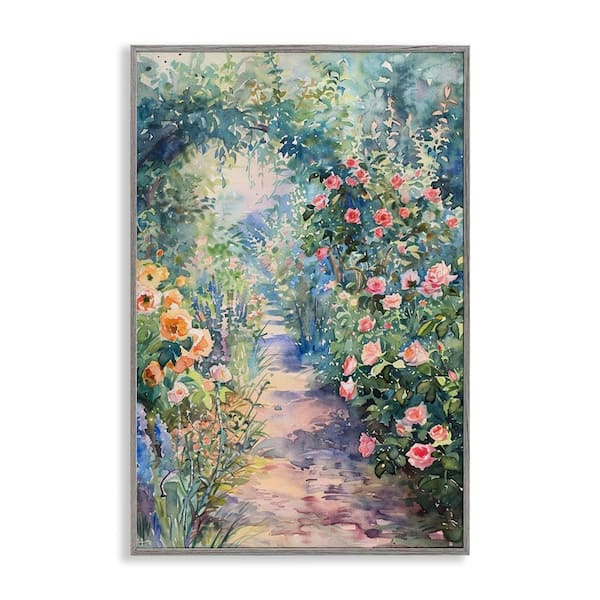 Stupell Industries Spring Garden Archway by LSR Design Studio Gray Framed Nature Giclee Art Print 18 in. x 12 in.