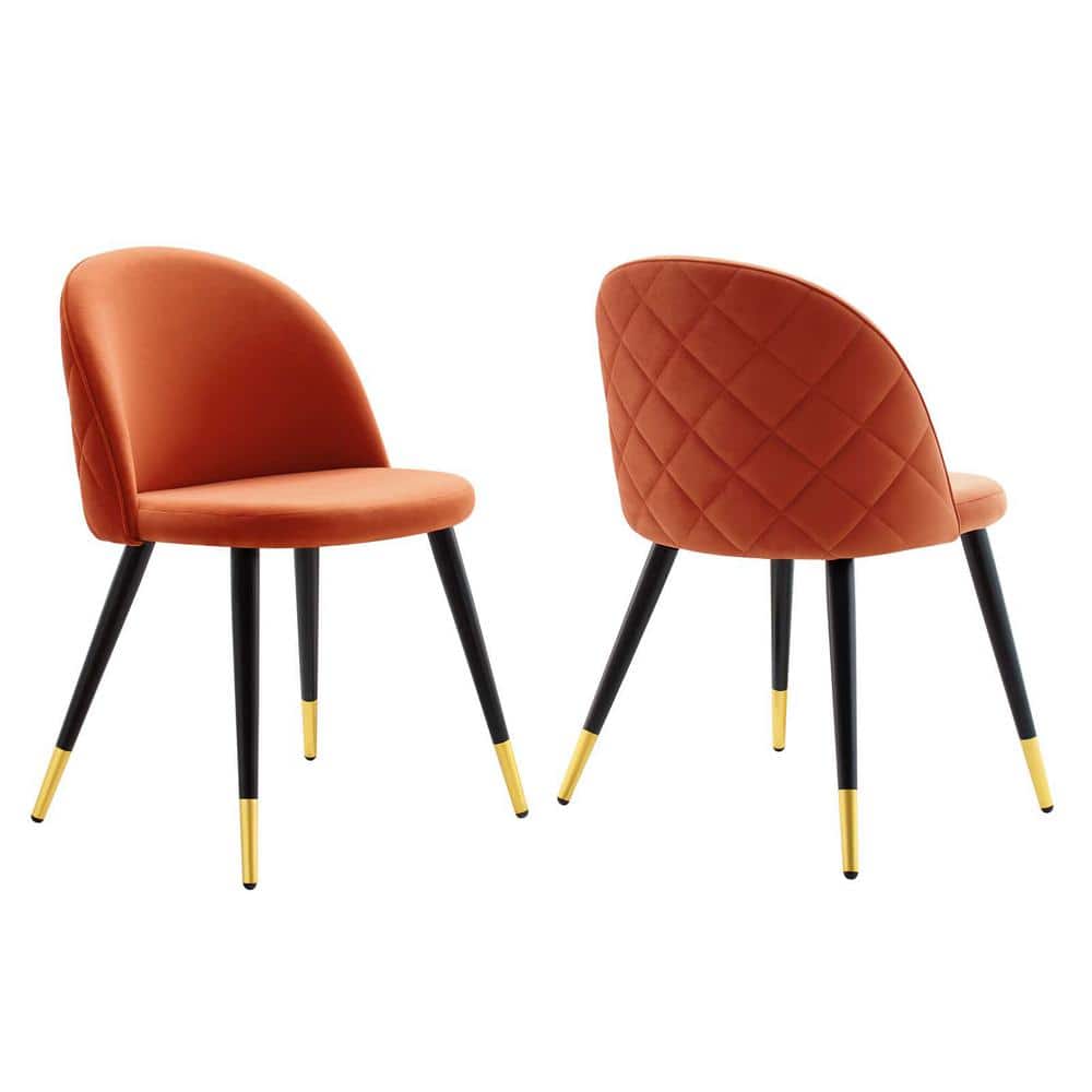 Cordial Orange Performance Velvet Dense Foam Padding Dining Side Chair (Set of 2)