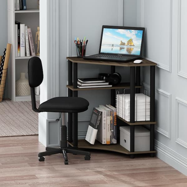 Furinno 31 In Corner Walnut Black Computer Desk With Open Storage 16098cwnbk The Home Depot Corner Walnut Black Computer Desk With, Corner Tower Computer Desk